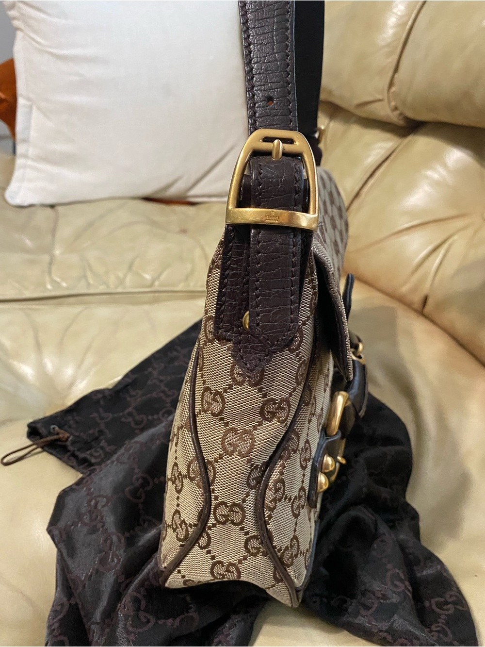 Gucci Tom Ford READ Chain Hobo Bag Flap Horse Bit GG Monogram Canvas - Picture 6 of 15